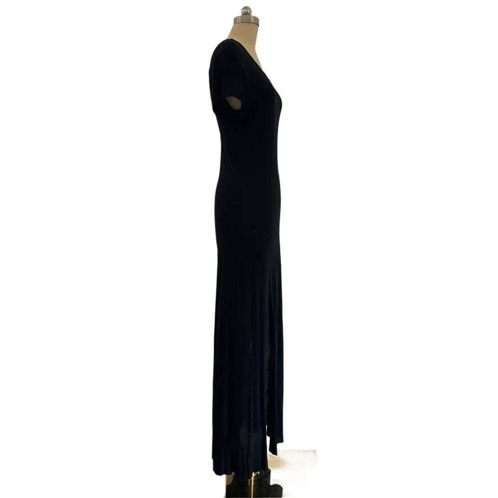 Reformation Black t-shirt Sheath Maxi Long Minimalist Casual basic Dress XS S